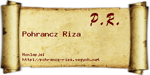 Pohrancz Riza névjegykártya